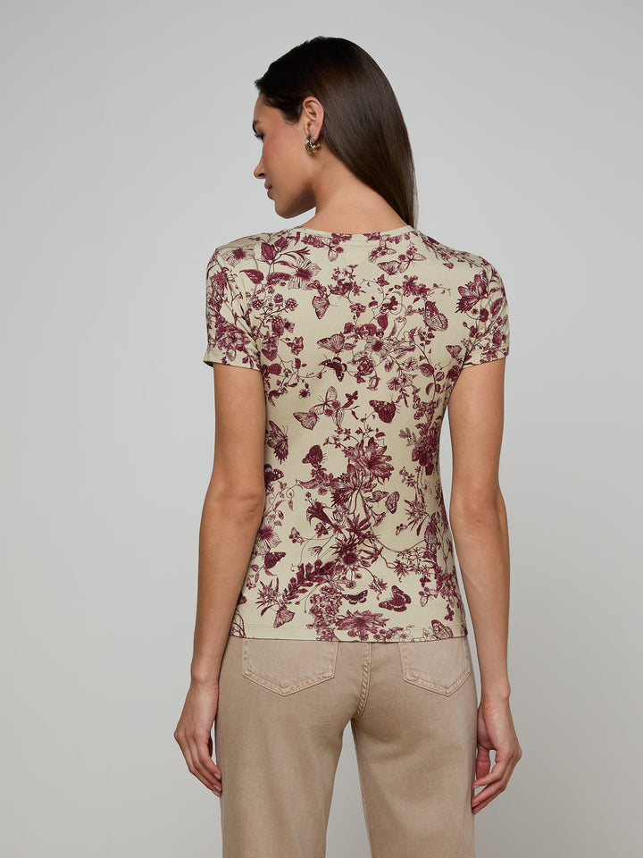 Ressi Fitted Tee in Tan/Truffle Butterfly Toile