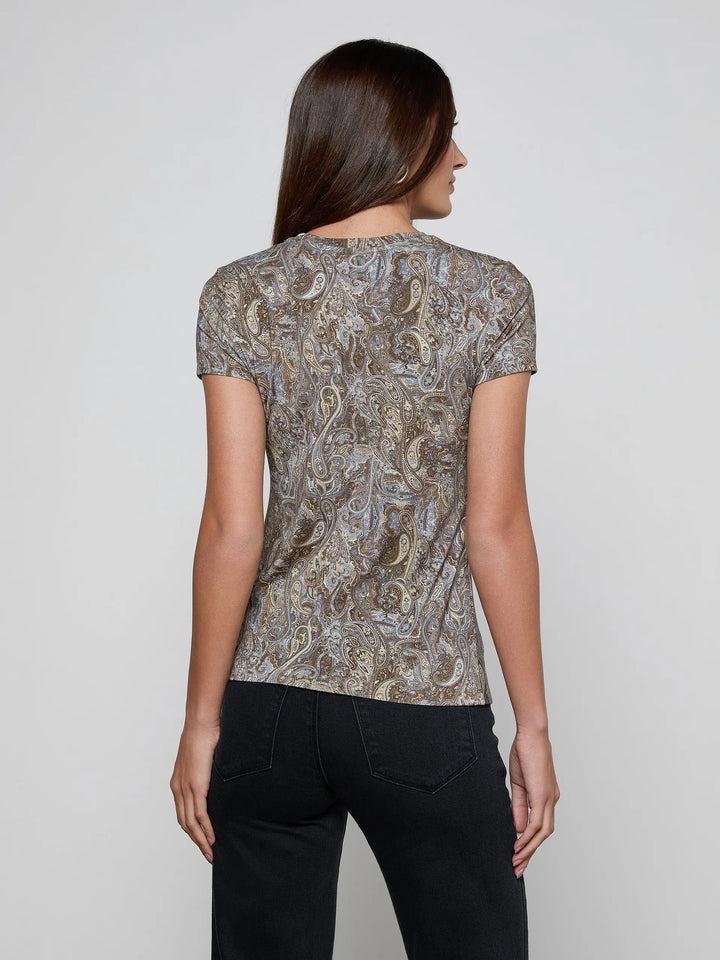 Ressi Fitted Tee in Neutral/Blue Ditsy Paisley