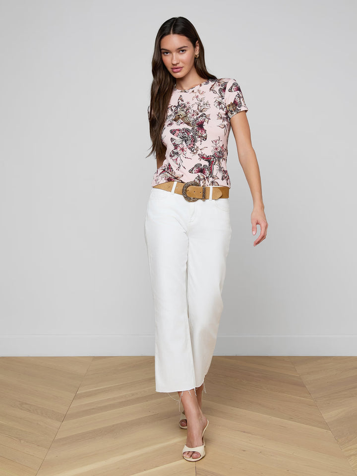 Ressi Fitted Tee in Nectar Pink Multi Butterfly Jungle