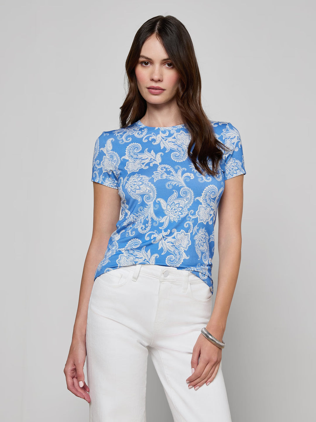 Ressi Fitted Tee in Regatta Blue/Ivory Paisley