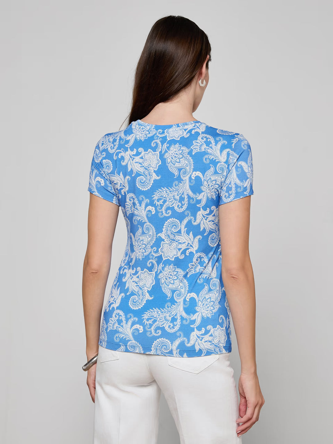 Ressi Fitted Tee in Regatta Blue/Ivory Paisley