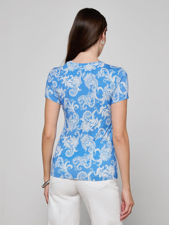 Ressi Fitted Tee in Regatta Blue/Ivory Paisley