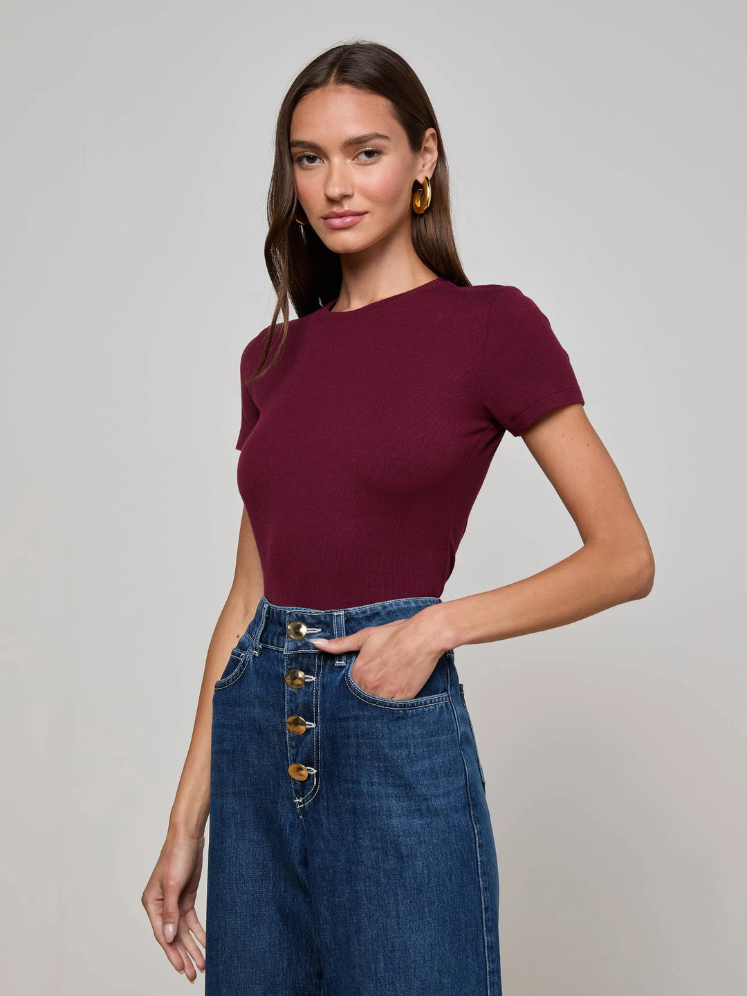 Ressi Fitted Tee in Dark Port