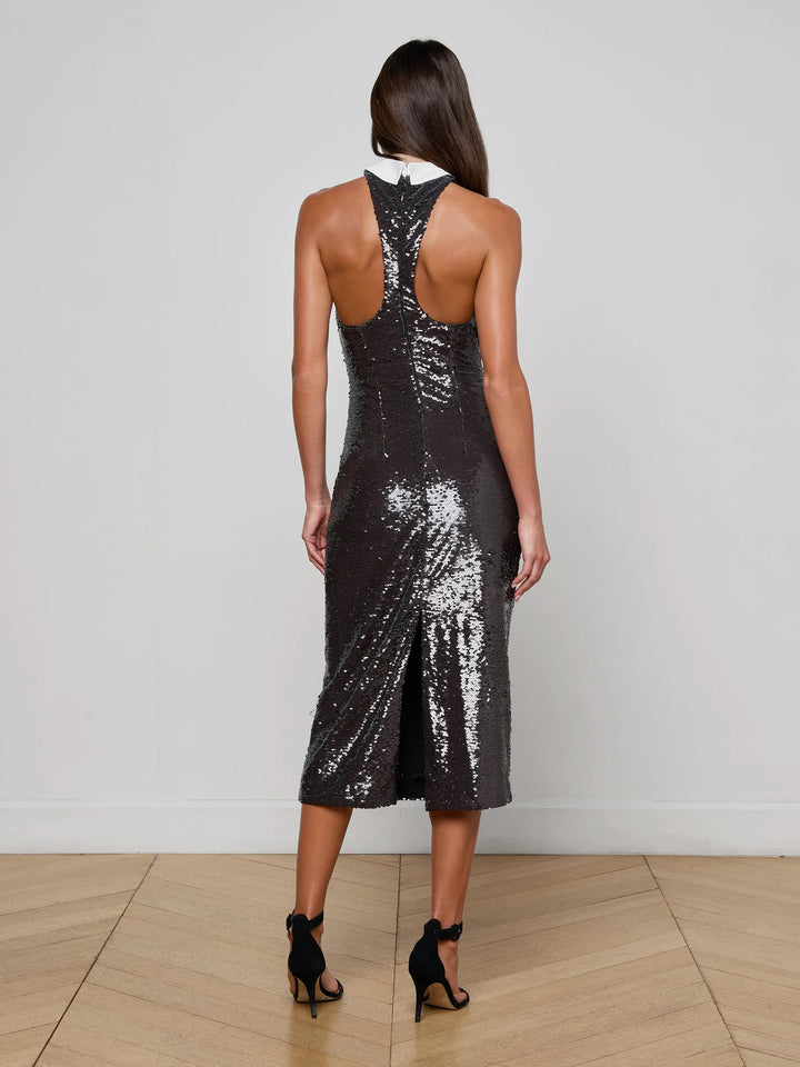 Lilith Sequin Dress in Black/White