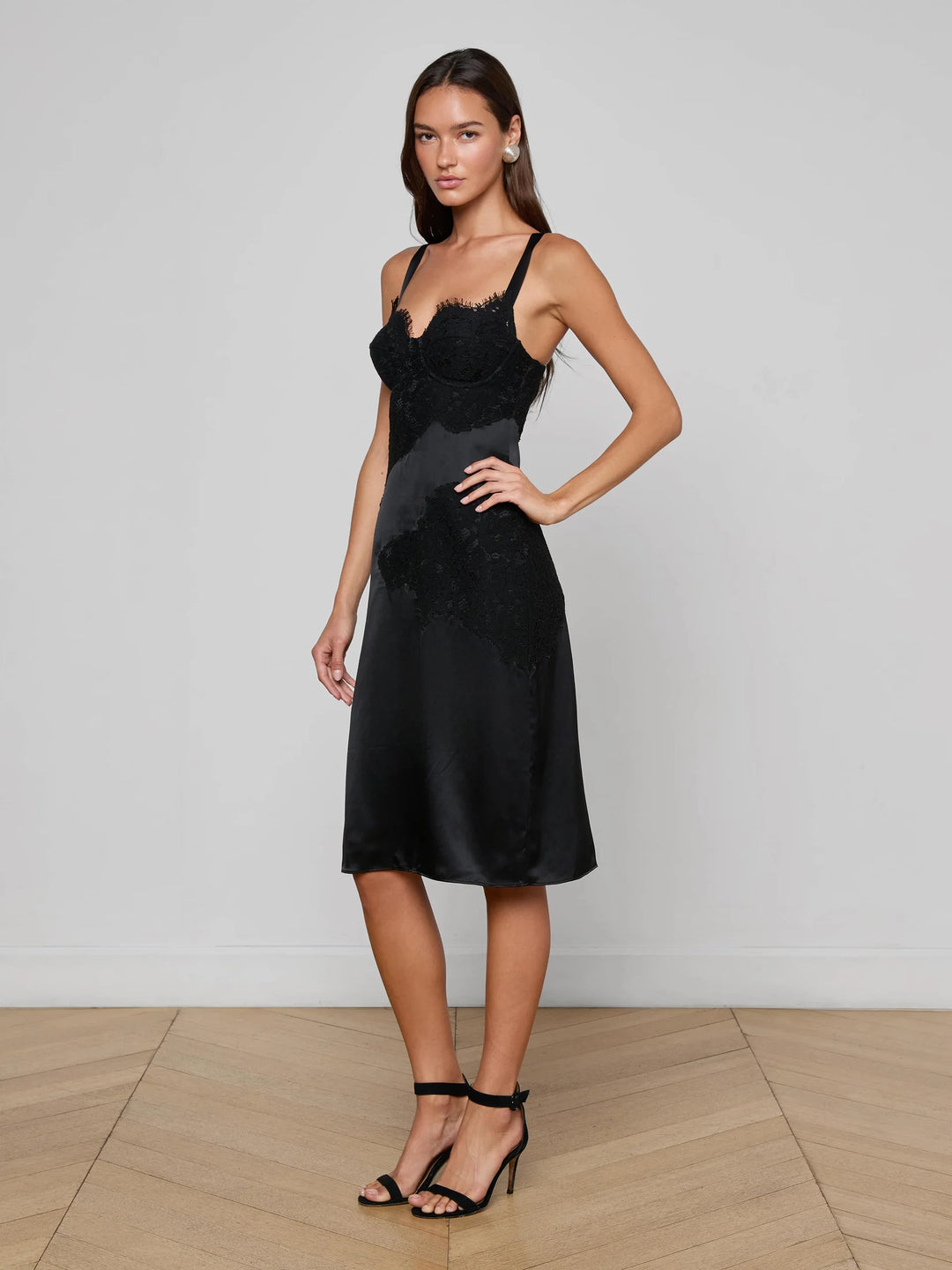 Fenna Silk Lace Dress in Black