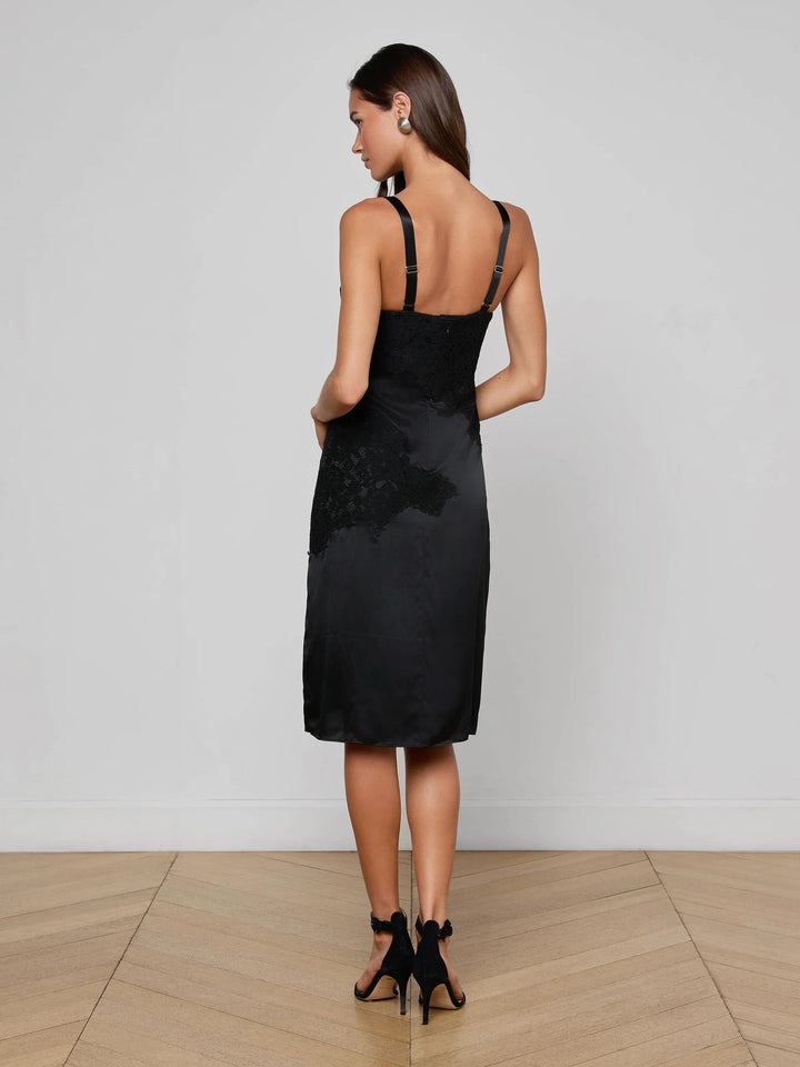 Fenna Silk Lace Dress in Black