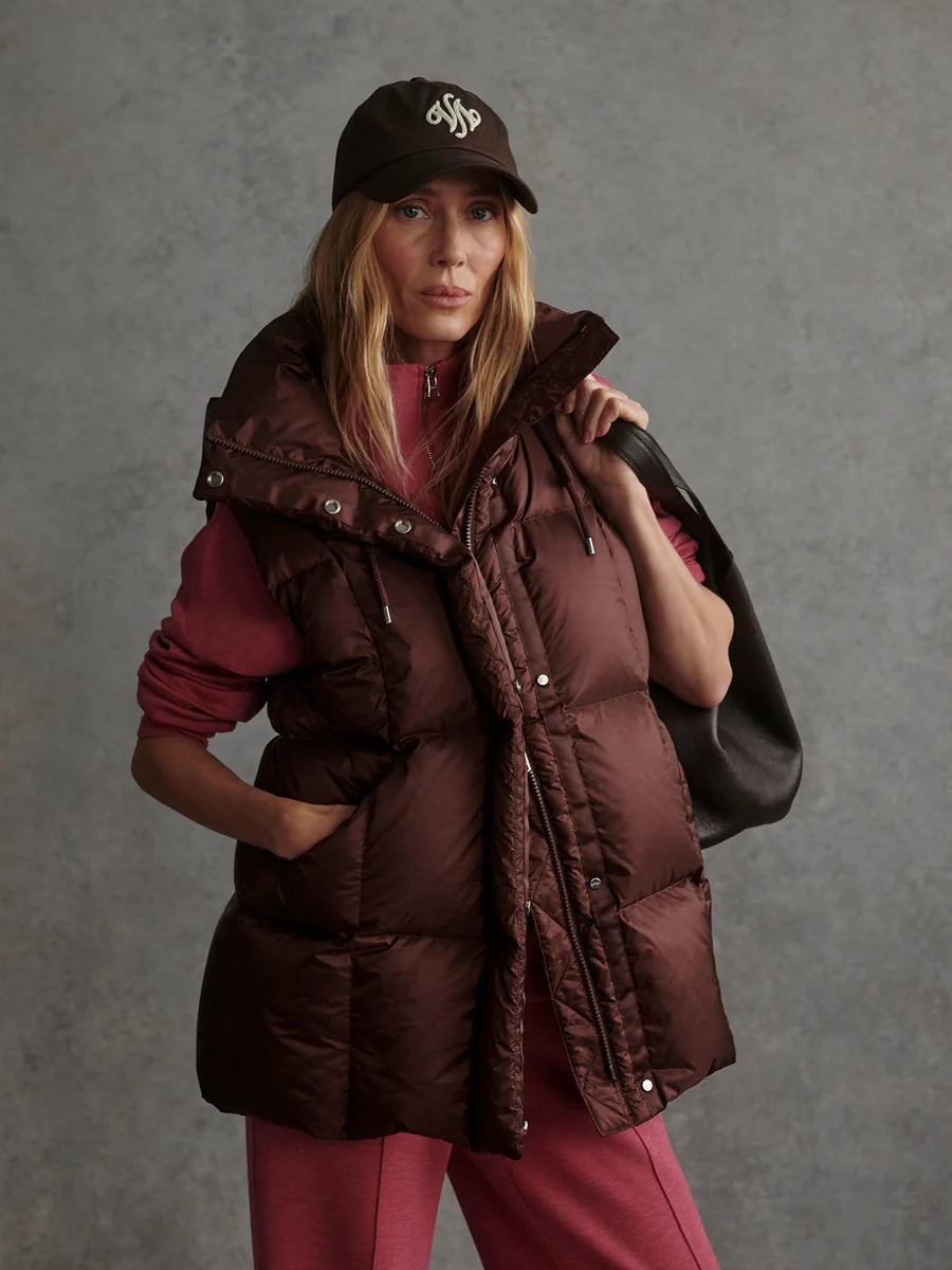 Monti Down Puffer GIlet in Metallic Dark Mohogany