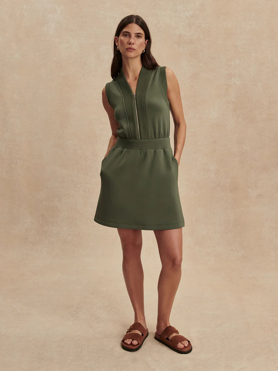 Polyanna Half-Zip Dress in Thyme