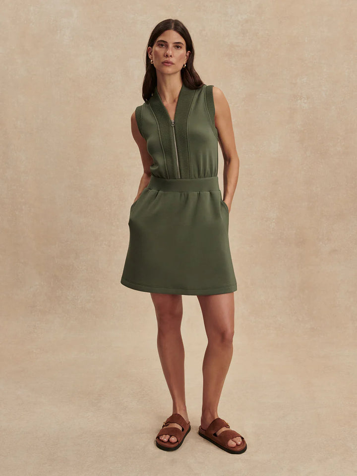 Polyanna Half-Zip Dress in Thyme