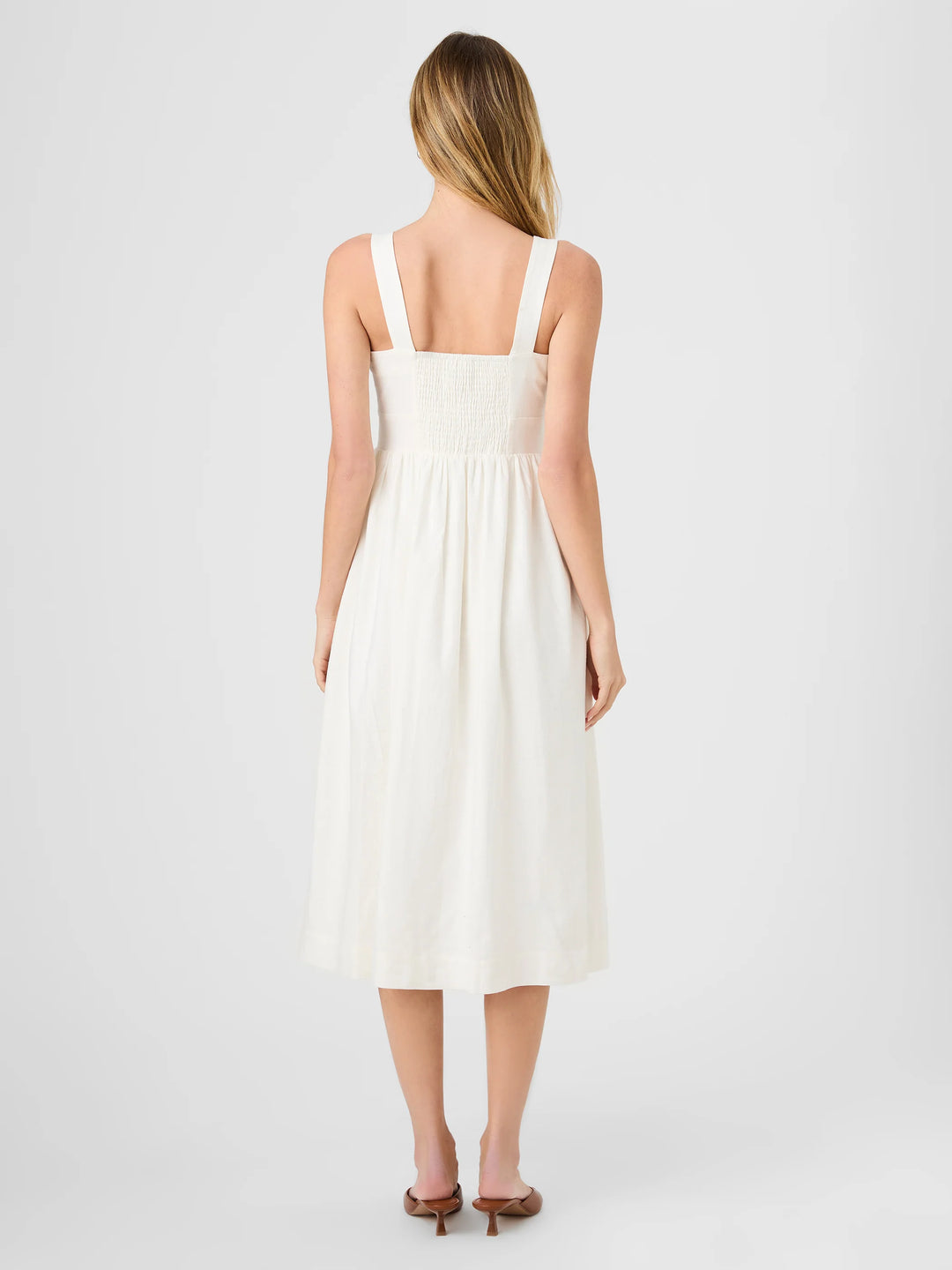 Aspen Linen Midi Dress in Summer White