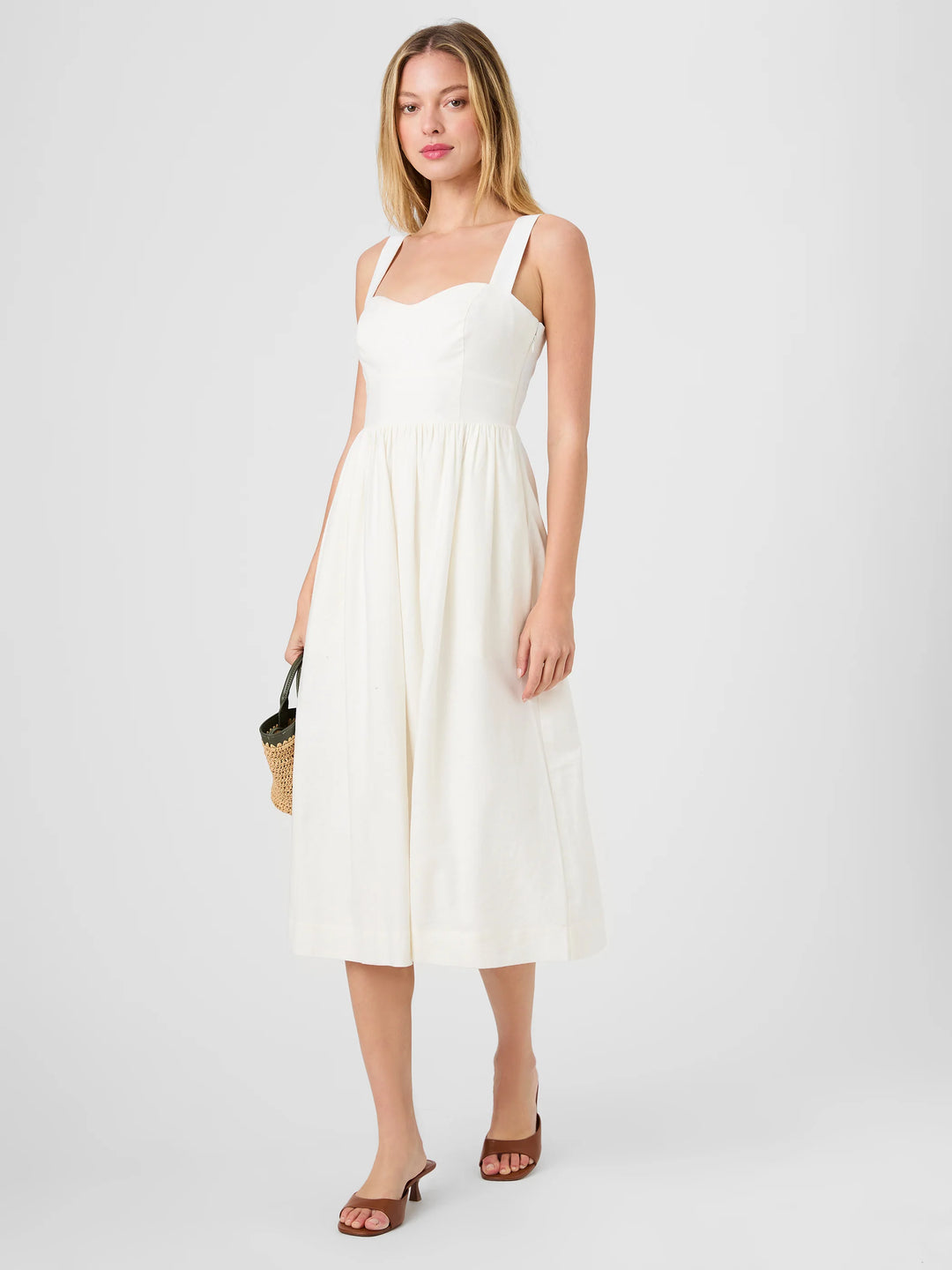 Aspen Linen Midi Dress in Summer White