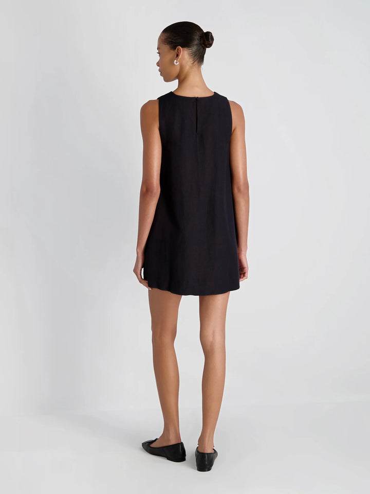 Cooper Linen Sleeveless Mini Dress in Black