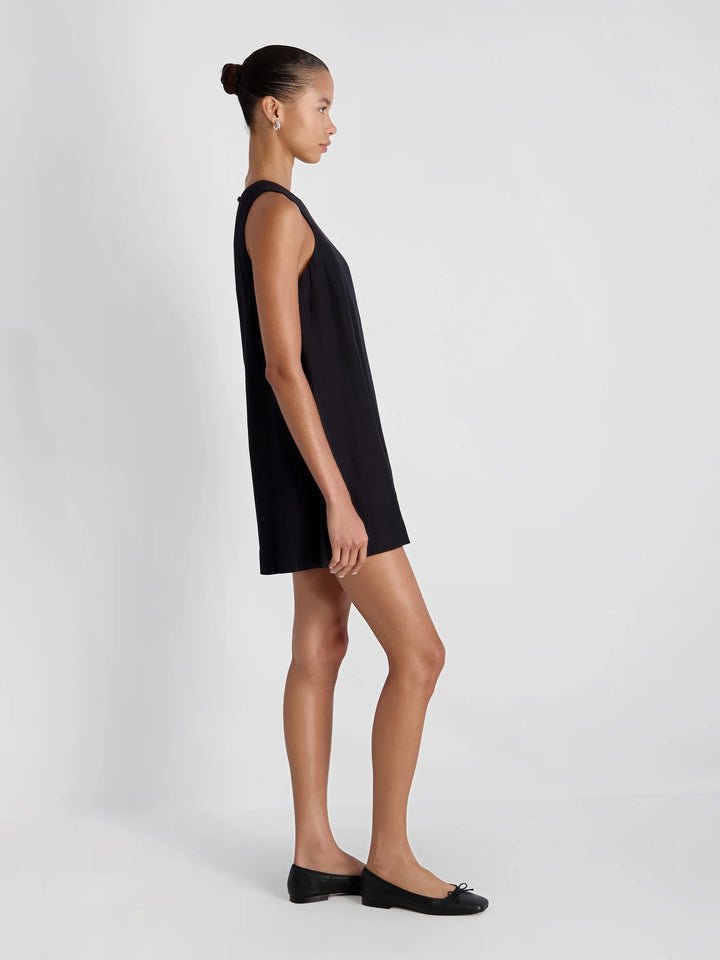 Cooper Linen Sleeveless Mini Dress in Black