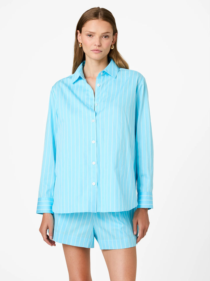 Alexis Poplin Stripe Shirt in Blue Lagoon