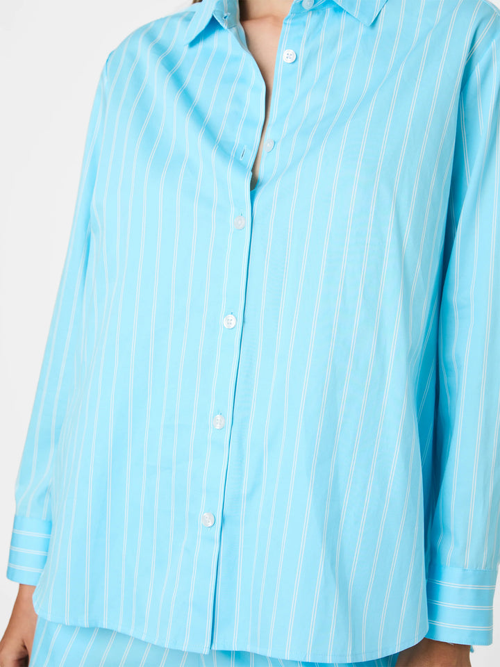 Alexis Poplin Stripe Shirt in Blue Lagoon
