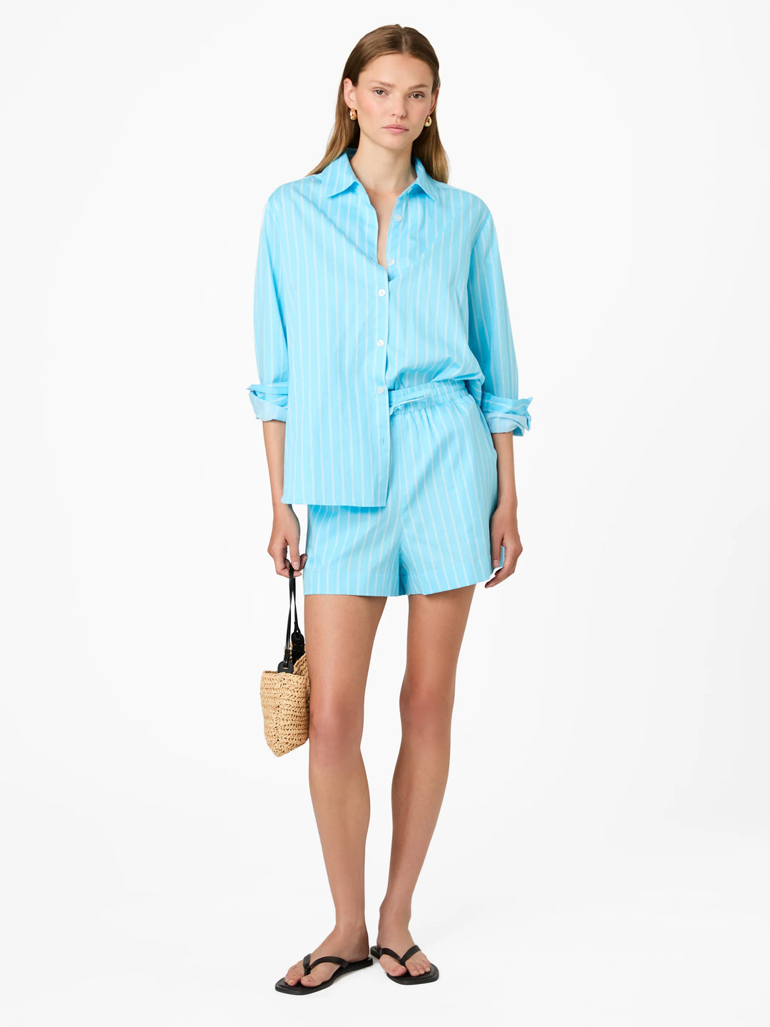 Alexis Poplin Stripe Shirt in Blue Lagoon