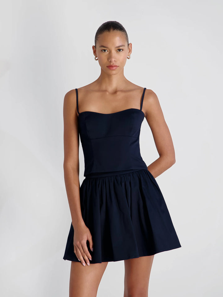 Cotton Sateen Mini Skirt in Marine