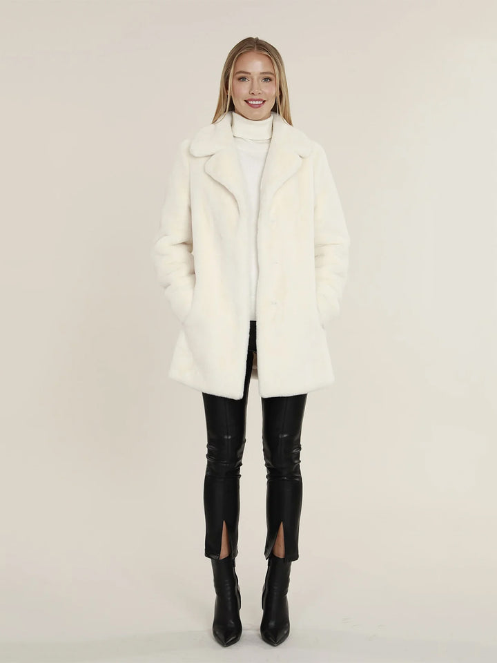 Mid Length Plush Faux Fur Coat