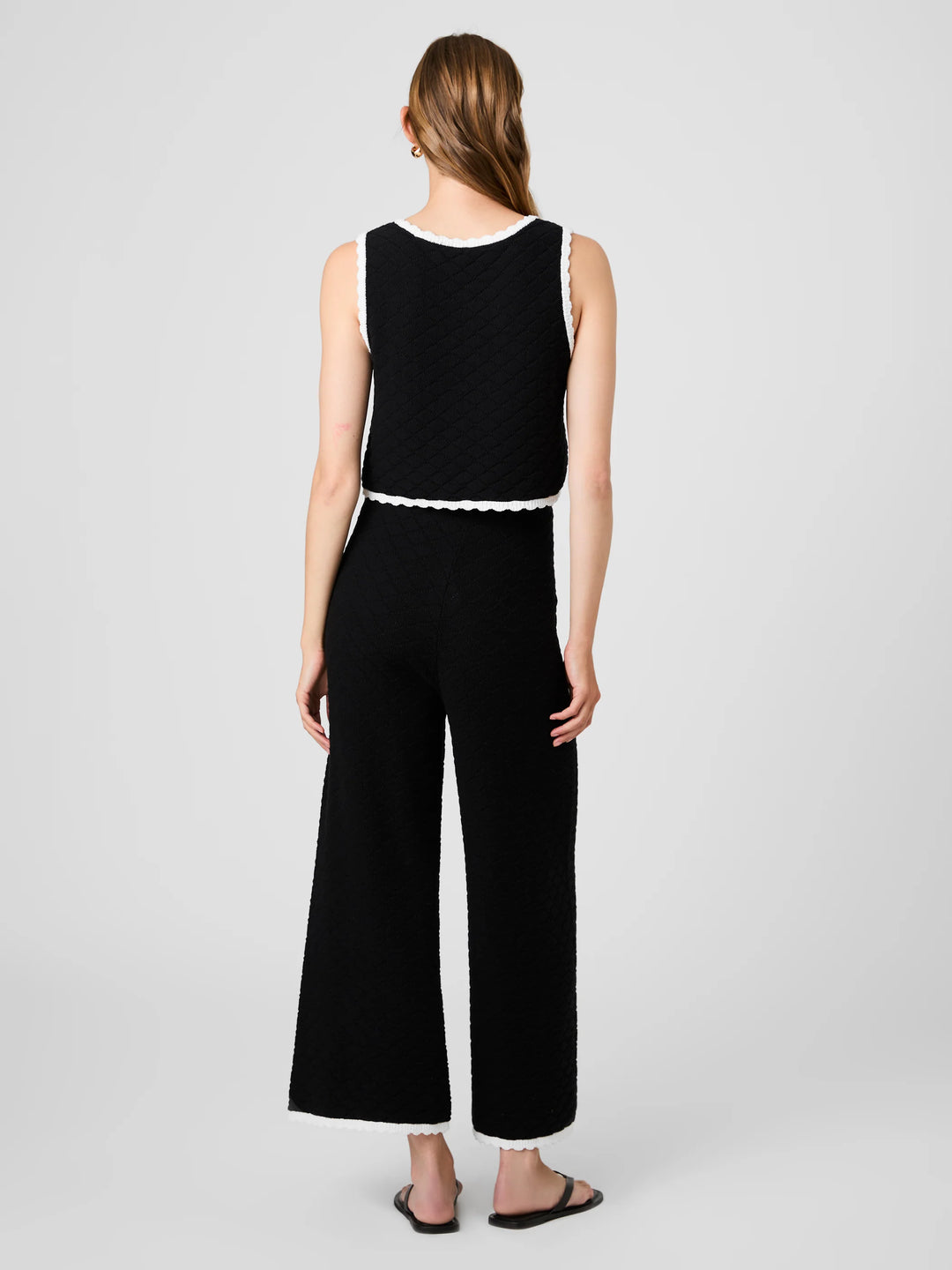 Teddy Diamond Knit Crop Pants in Black/White