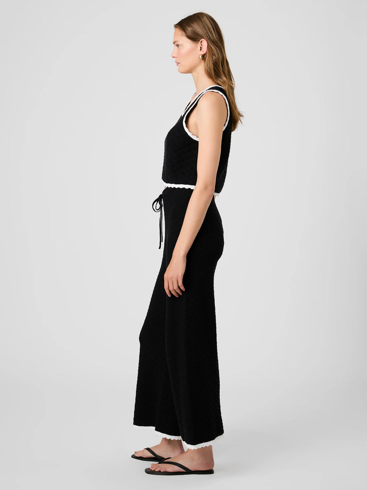 Teddy Diamond Knit Crop Pants in Black/White