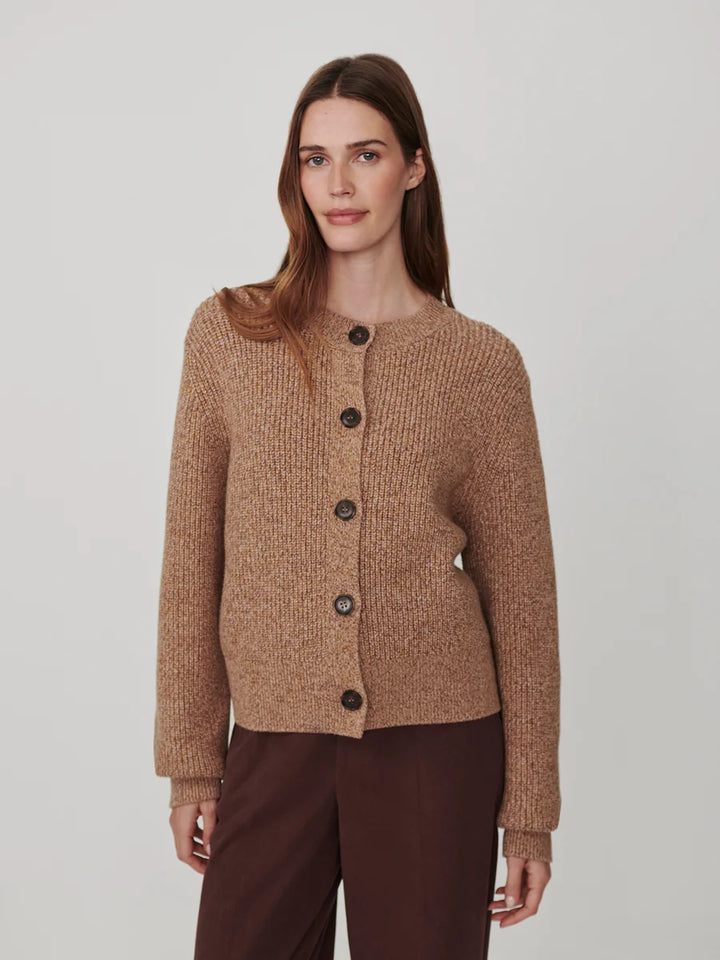 Patricia Rib Cardigan in Golden Bronze Fleck