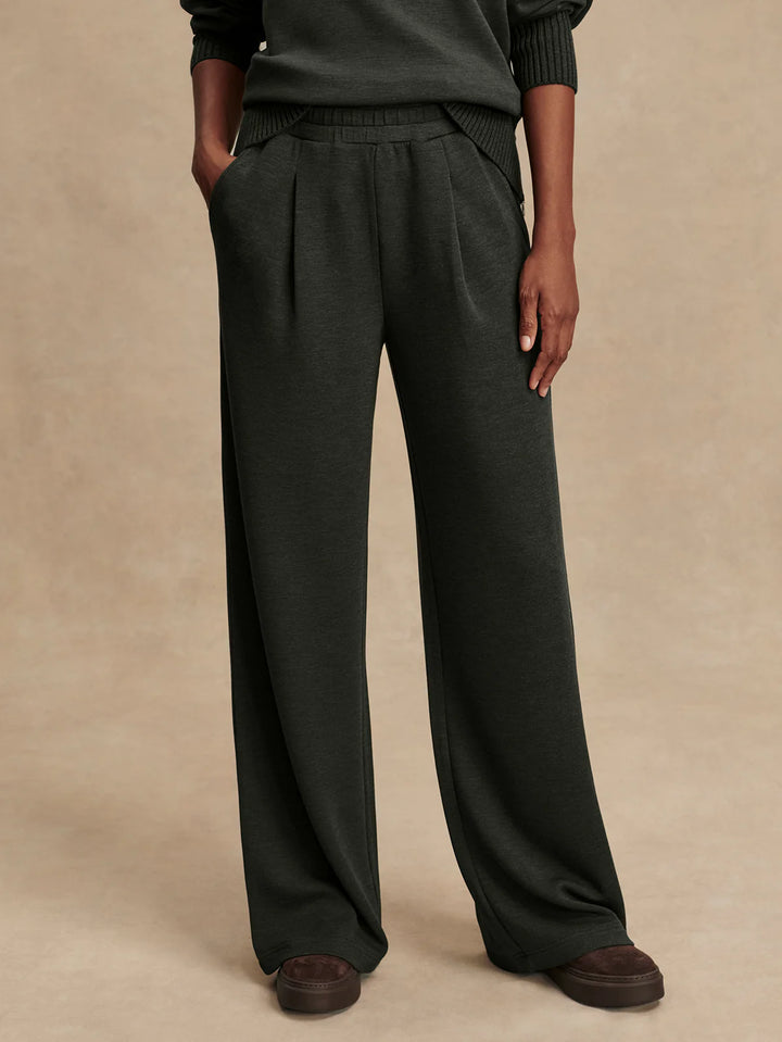 The Extra Wide Leg Pant in Olive Marl