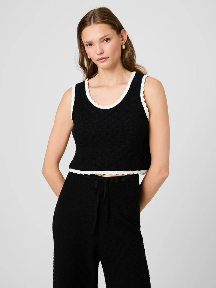Teddy Diamond Knit Contrast Cami in Black/White