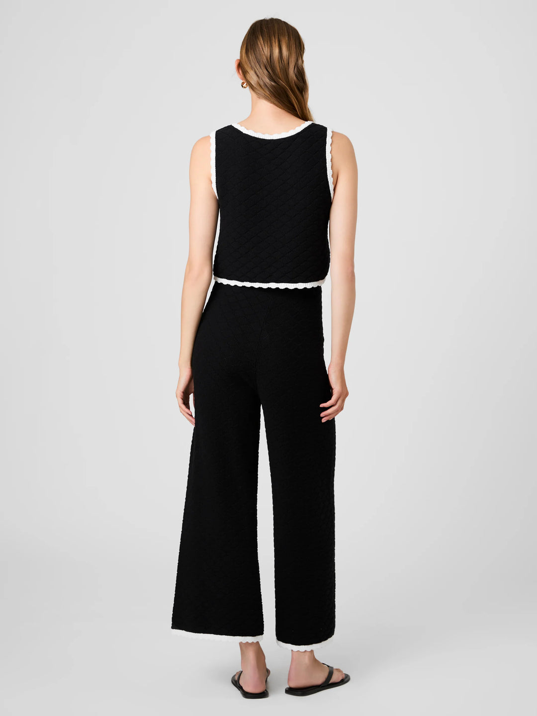 Teddy Diamond Knit Contrast Cami in Black/White