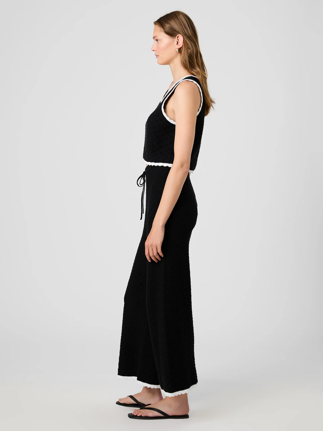 Teddy Diamond Knit Contrast Cami in Black/White