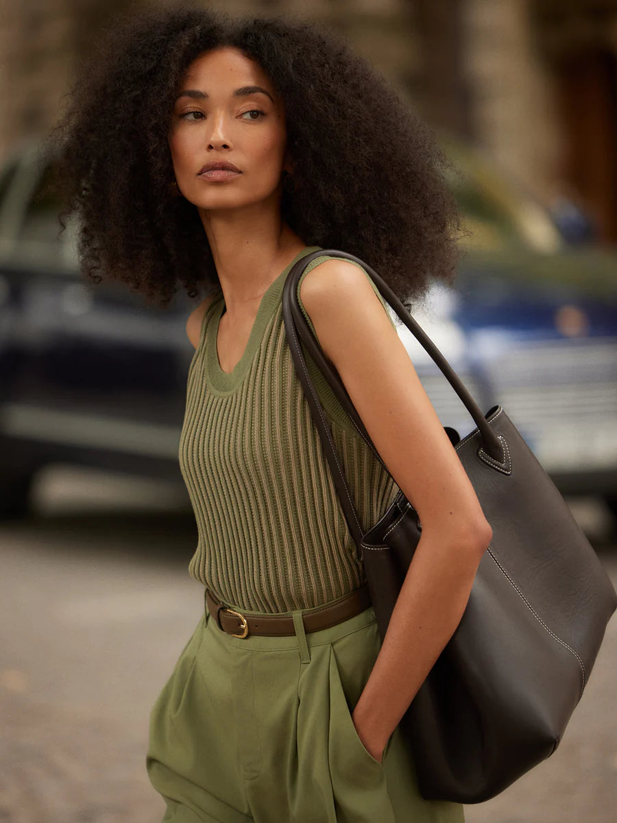 Aldcroft Stitch Knit Tank in Olivine