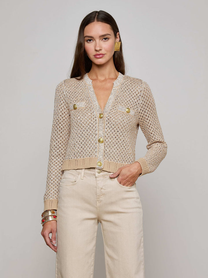 Blanca Sequin Cardigan in Natural Multi/Gold