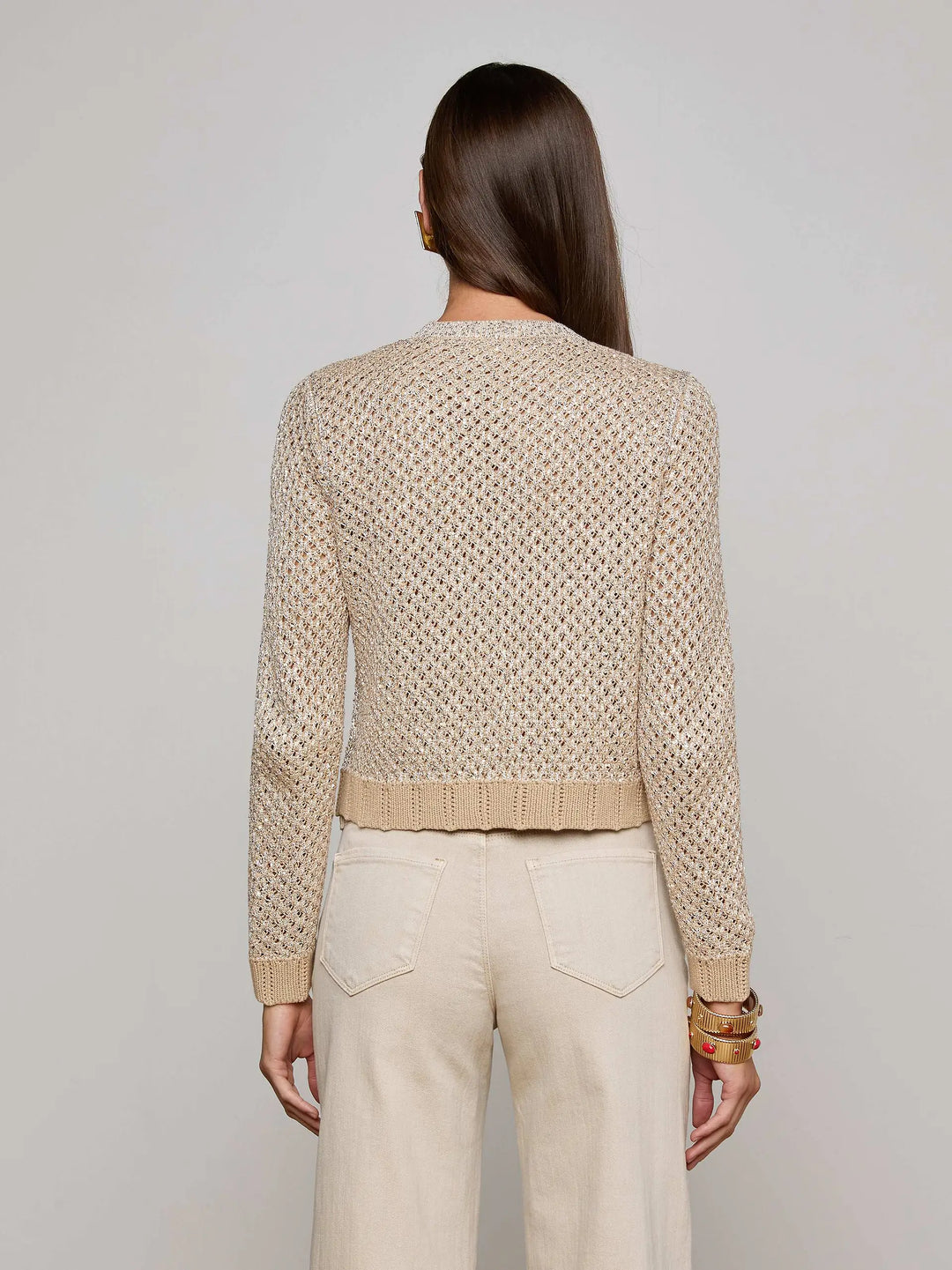 Blanca Sequin Cardigan in Natural Multi/Gold