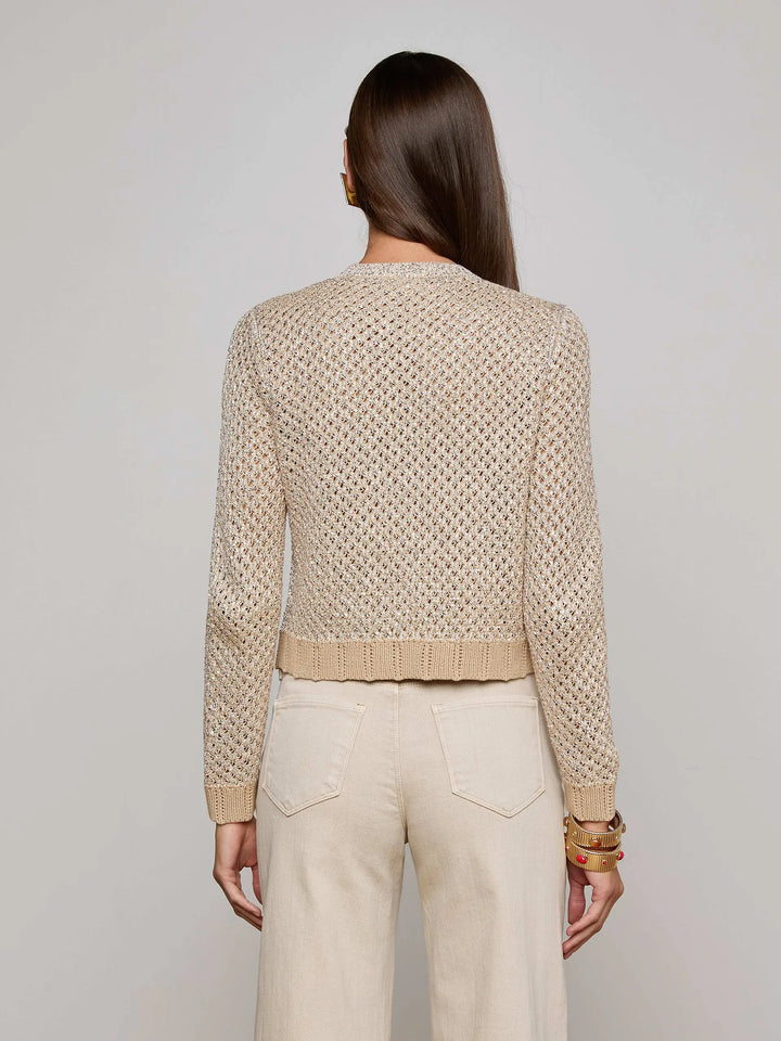 Blanca Sequin Cardigan in Natural Multi/Gold