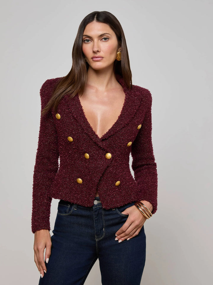 Bethany Knit Blazer in Dark Syrah/Gold