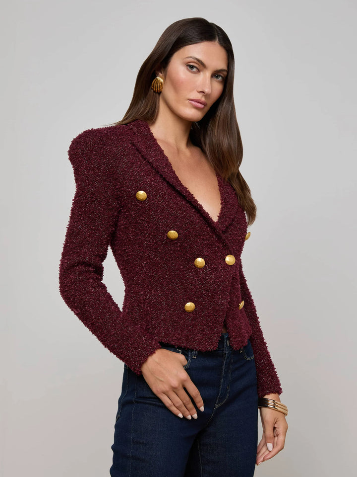 Bethany Knit Blazer in Dark Syrah/Gold