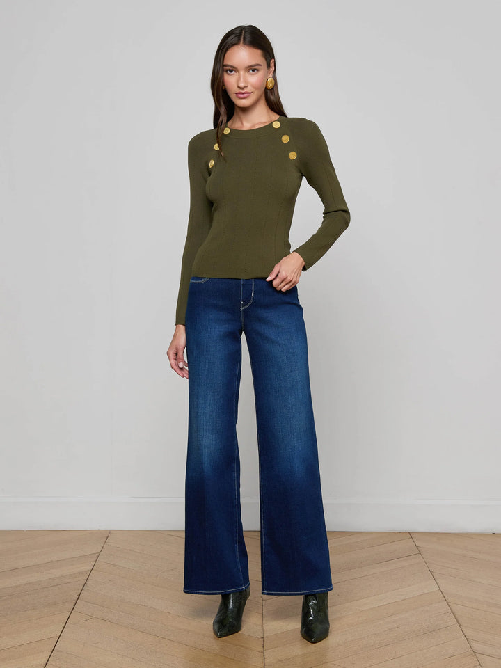 Alicent Wide Leg Jean in Sterling