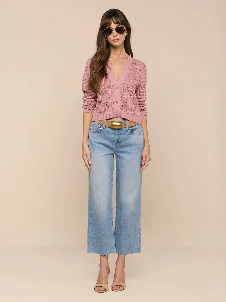 Orla Pointelle Knit Cardigan in Lilas