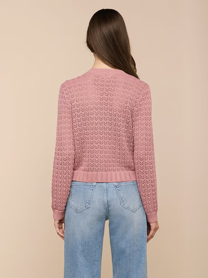 Orla Pointelle Knit Cardigan in Lilas