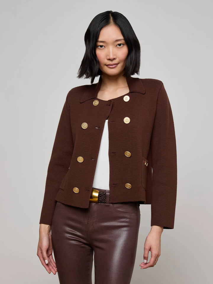 Madilyn Knit Jacket in Chocolate/Gold