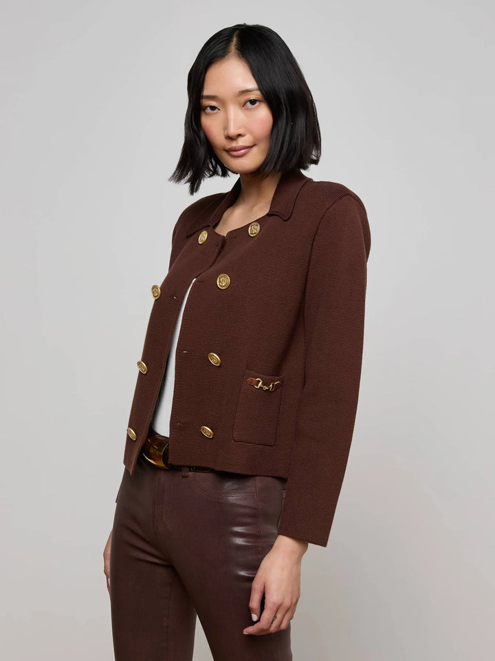 Madilyn Knit Jacket in Chocolate/Gold