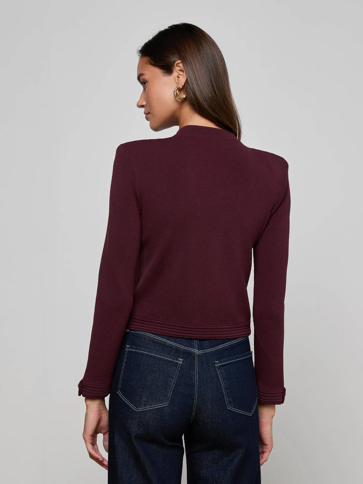 Patsy Cropped Cardigan in Malbec/Gold