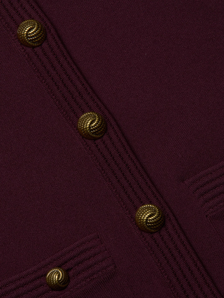 Patsy Cropped Cardigan in Malbec/Gold