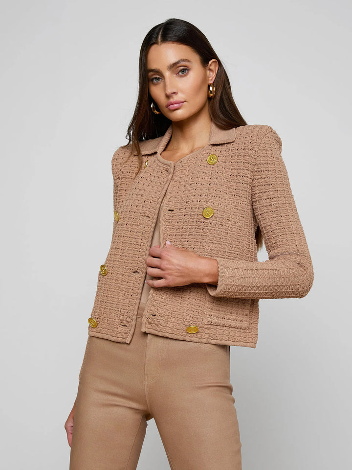 Charlie Knit Jacketn in Cappuccino/Gold