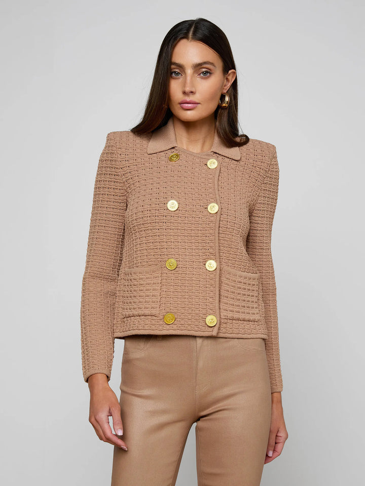 Charlie Knit Jacketn in Cappuccino/Gold