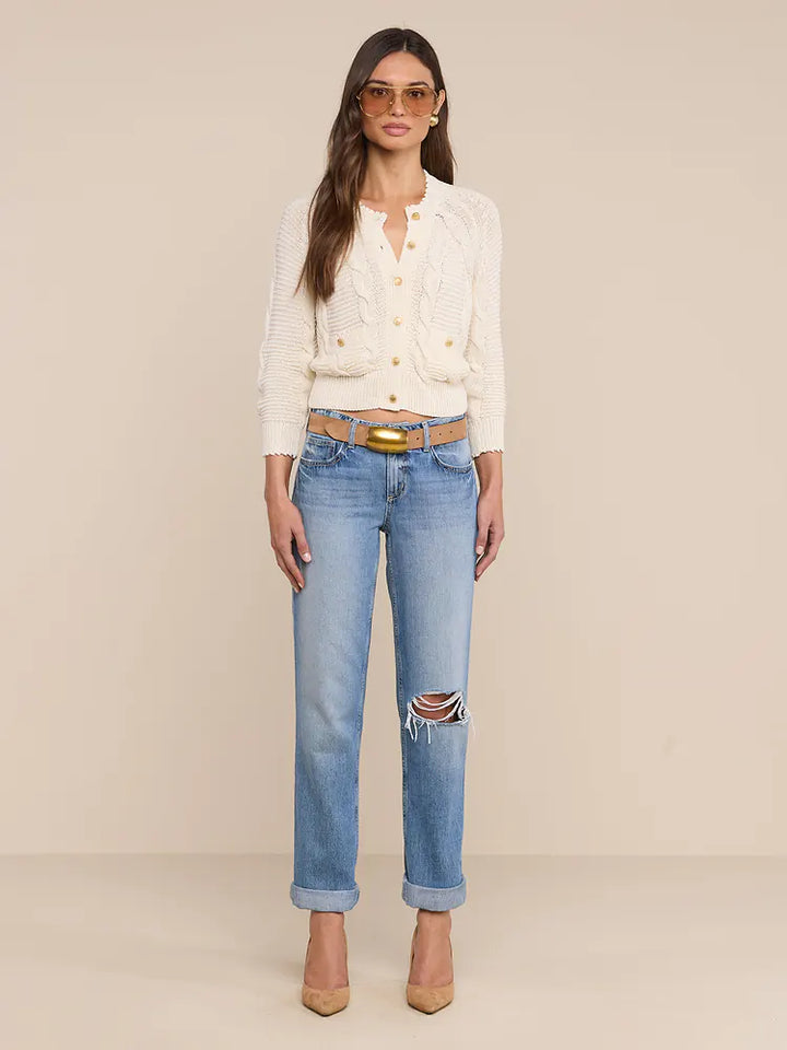 Darcy Cable Knit Cardigan in Ivory