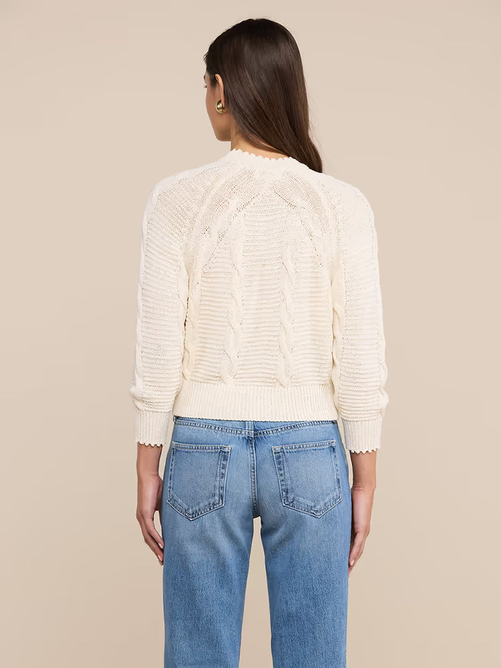 Darcy Cable Knit Cardigan in Ivory
