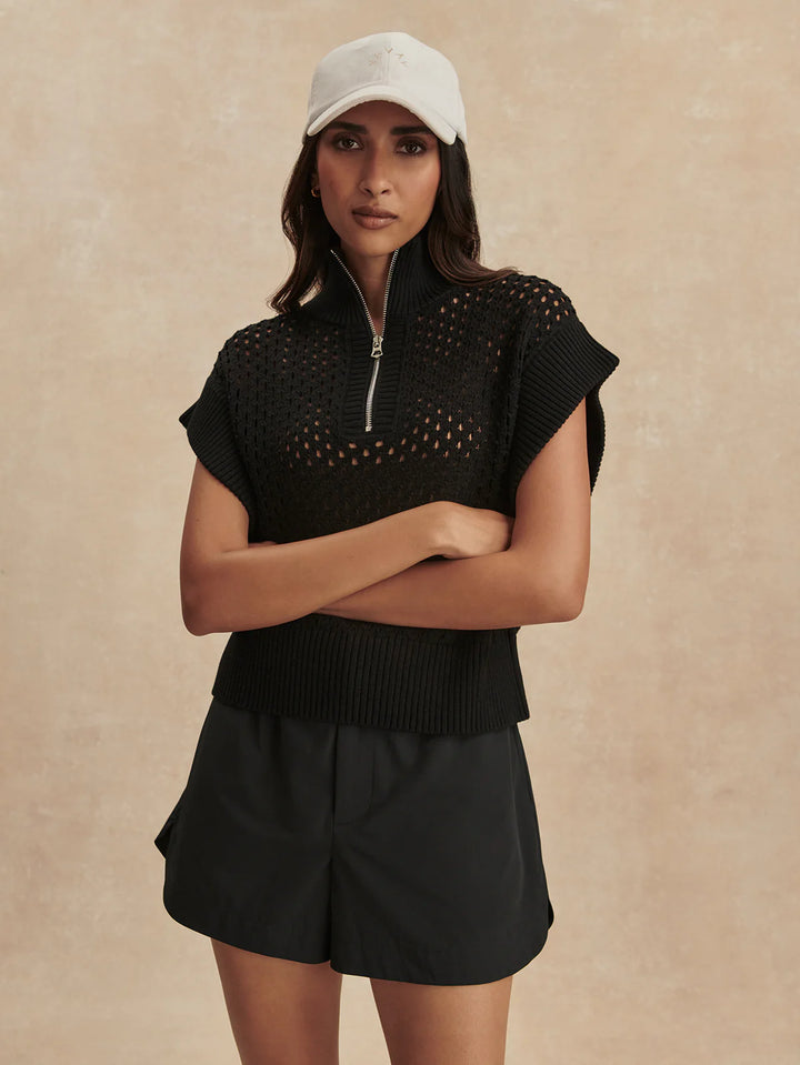 Gaines Half Zip Knit in Black