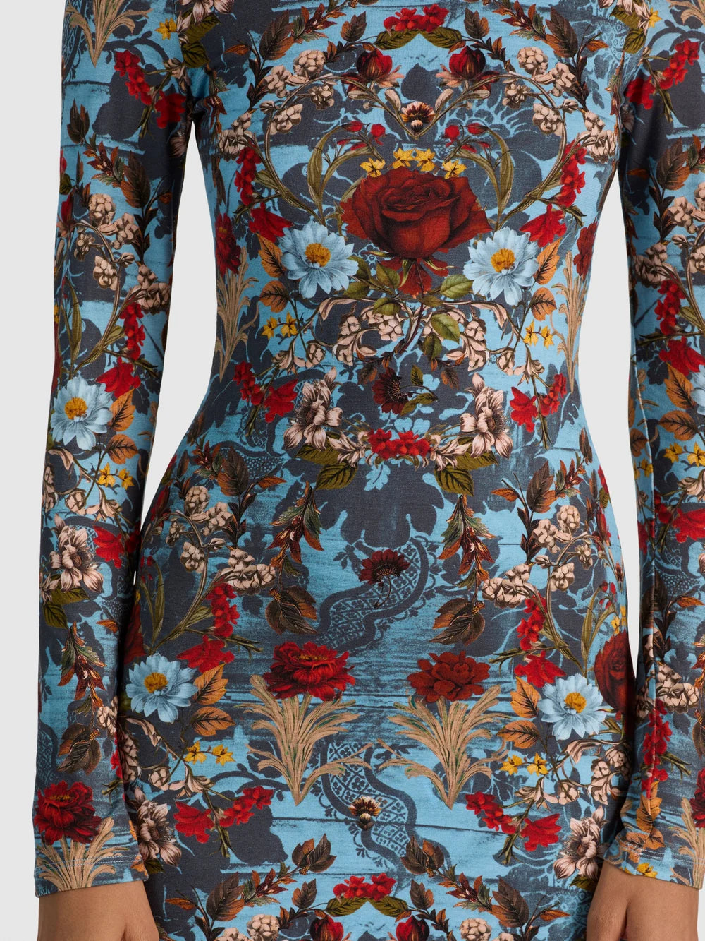 Delora Turtleneck Mini Dress in Heartstrings Mineral Blue