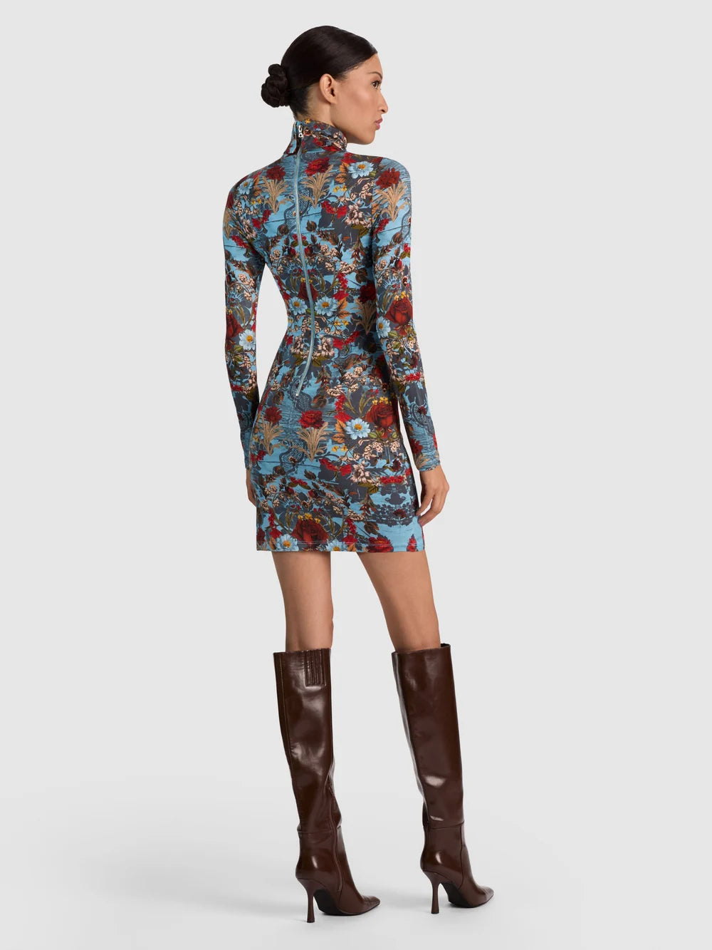 Delora Turtleneck Mini Dress in Heartstrings Mineral Blue