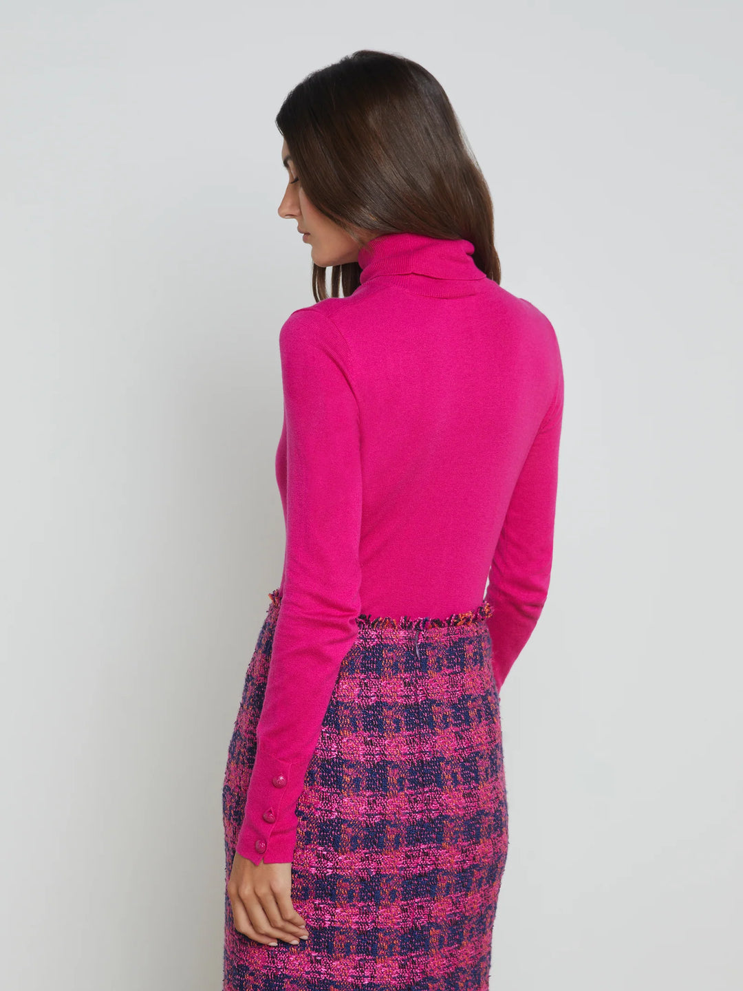 Kitty Tweed Button Skirt in Midnight/Acai/Ruby Tweed